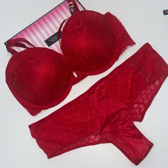 🔥VICTORIA'S SECRET set bra 34DD push-up cheeky panty Sz medium new - Picture 1 of 8